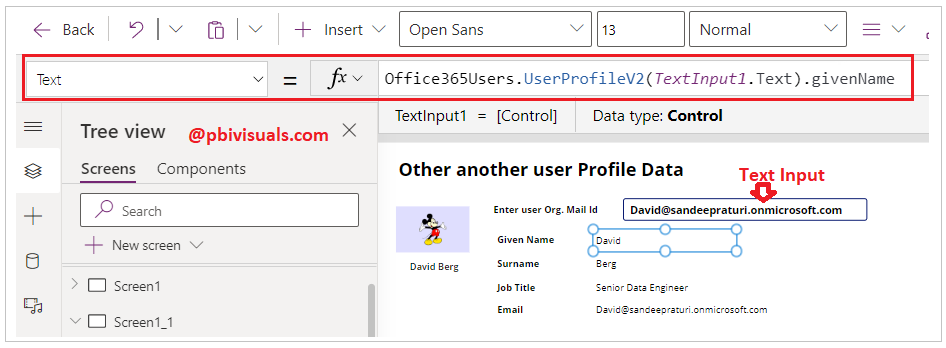 Get another user details power apps