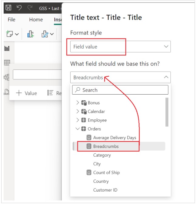 Dynamic Title for the text box